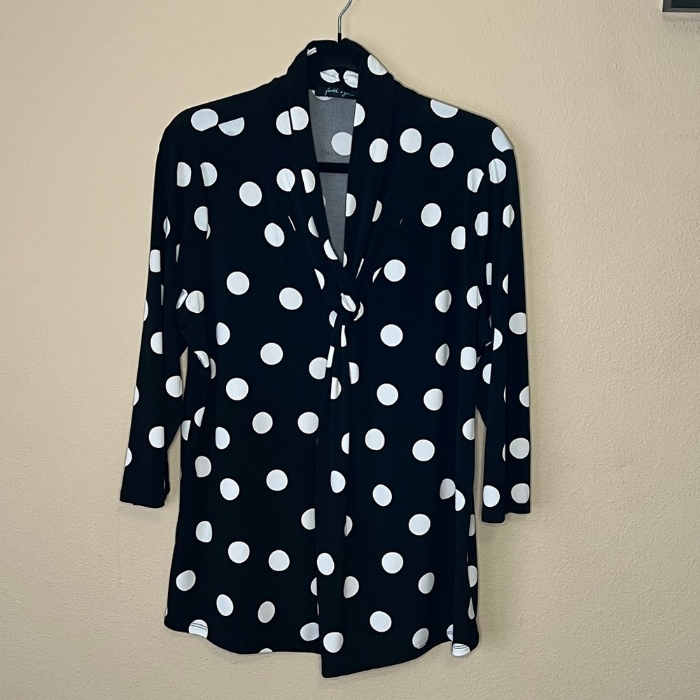Faith & Zoe polka dot blouse 1X